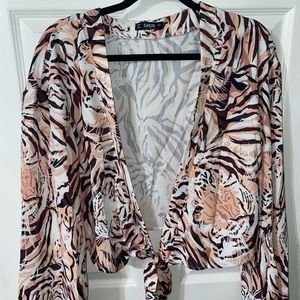 Tiger print tie top